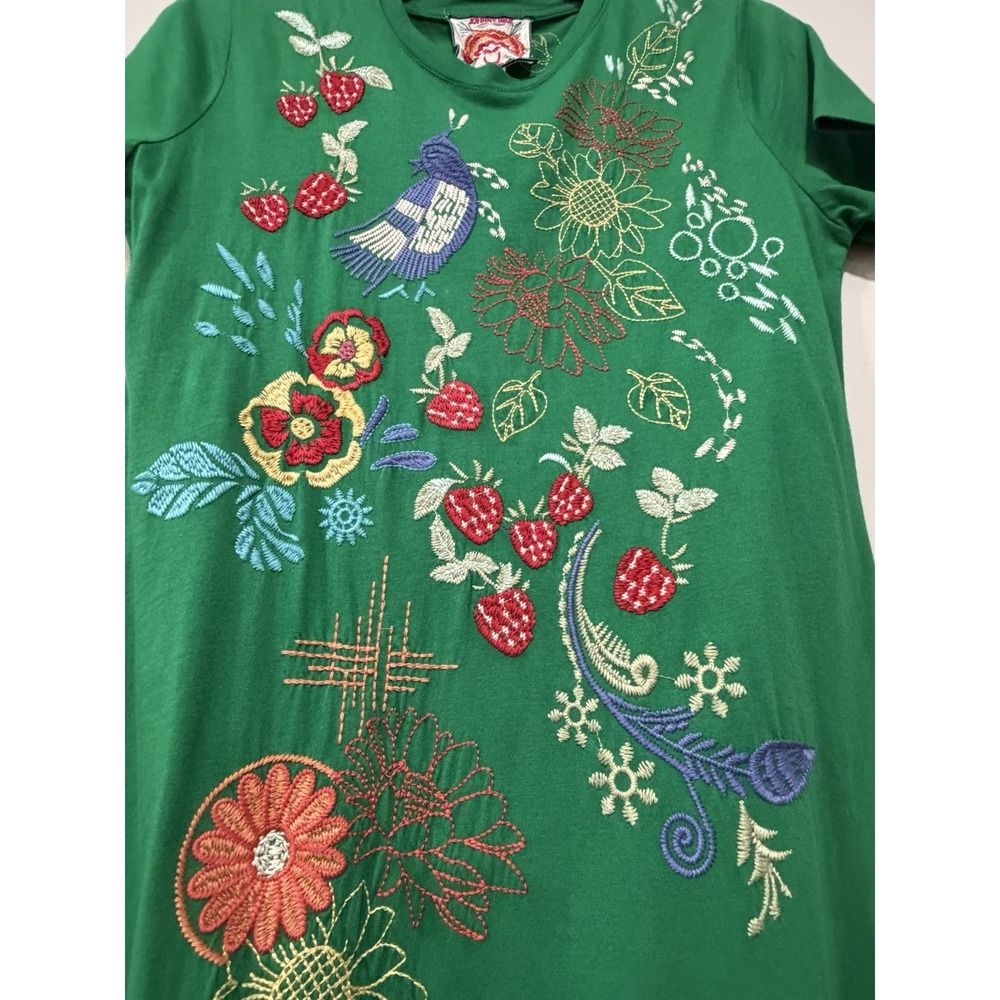 Johnny Was NWT Woman's XS Asymmetric Ruffle Flounce SS Dress- Cora Embroidered - Picture 11 of 14